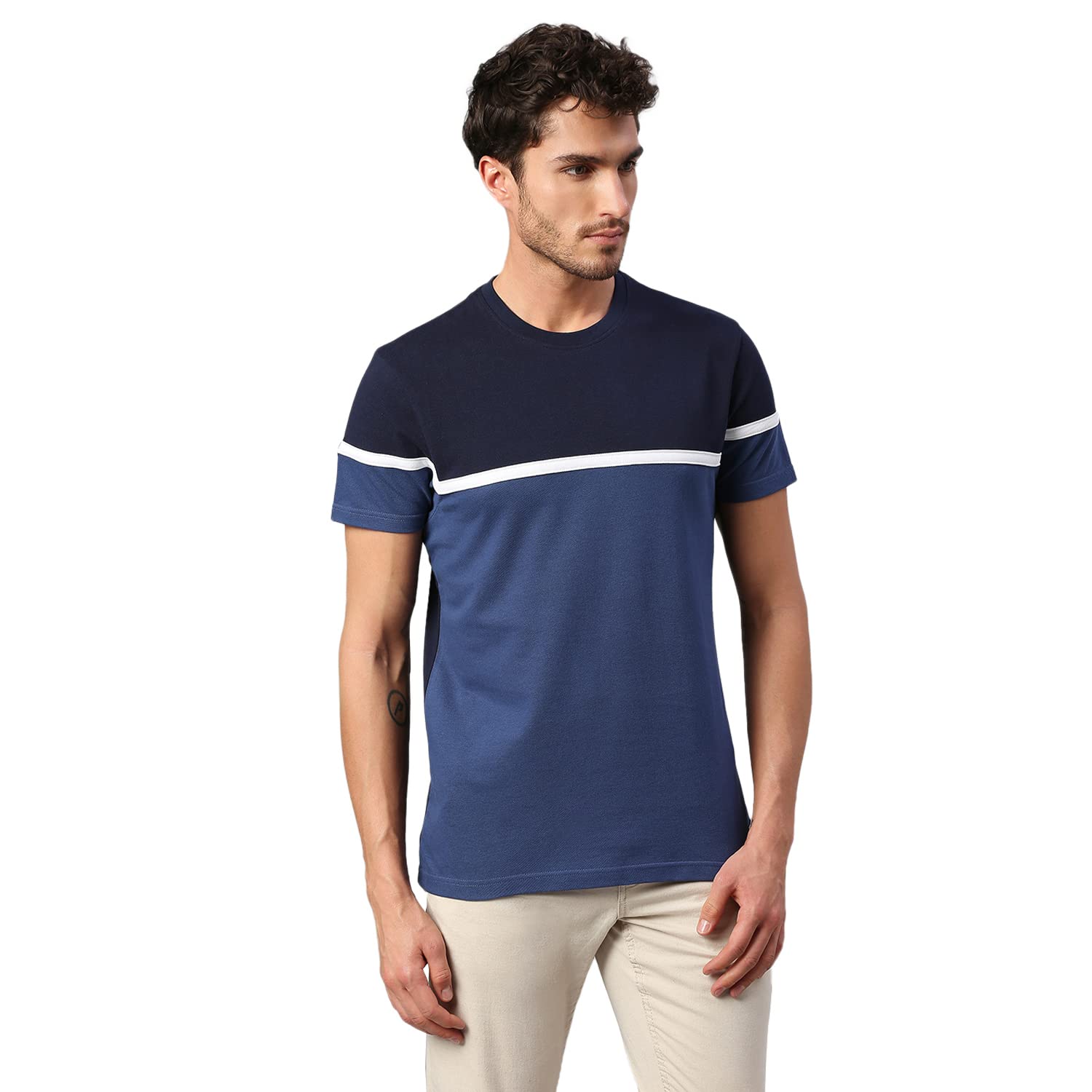 Dennis Lingo Camiseta de algodón puro para hombre, media manga, cuello redondo