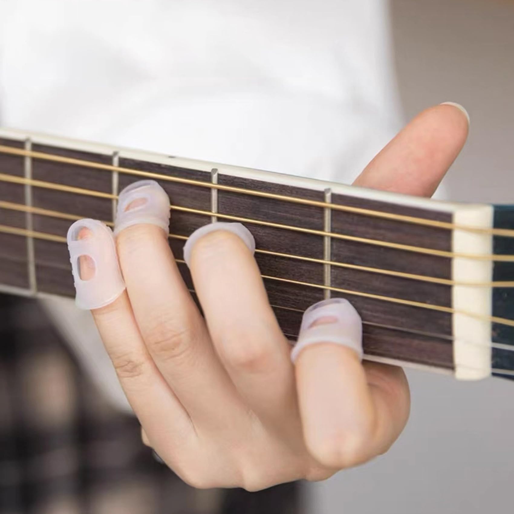 Guitar Fingertip Protectors 10 PCS Silicone Finger Guards 5 Sizes