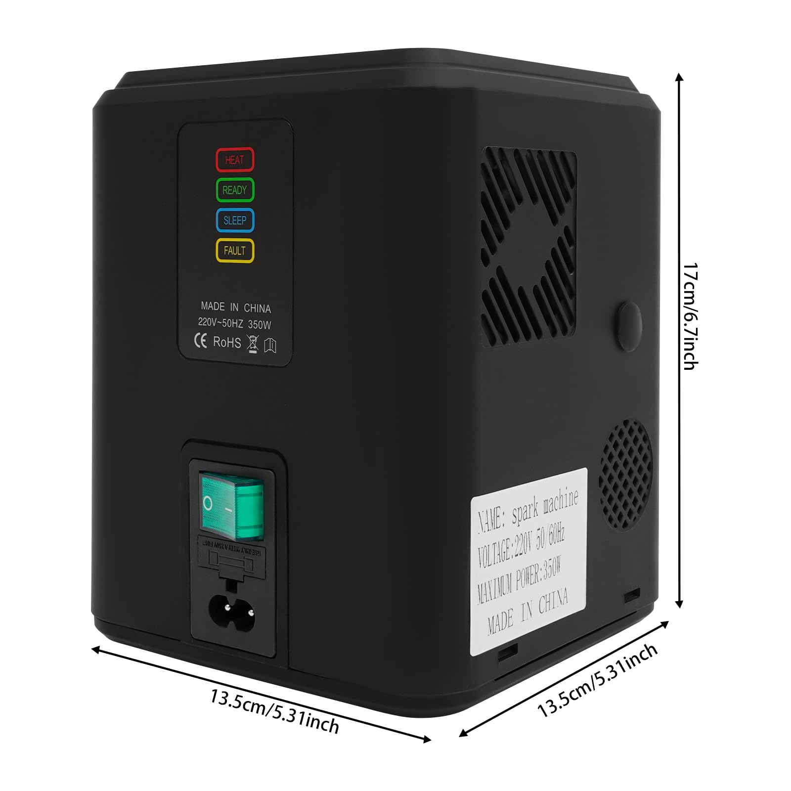 Macchina elettronica pirotecnica da 350 W, mini macchina per scintille a freddo, portatile, con telecomando, effetto palcoscenico verticale, per feste DJ, eventi sportivi