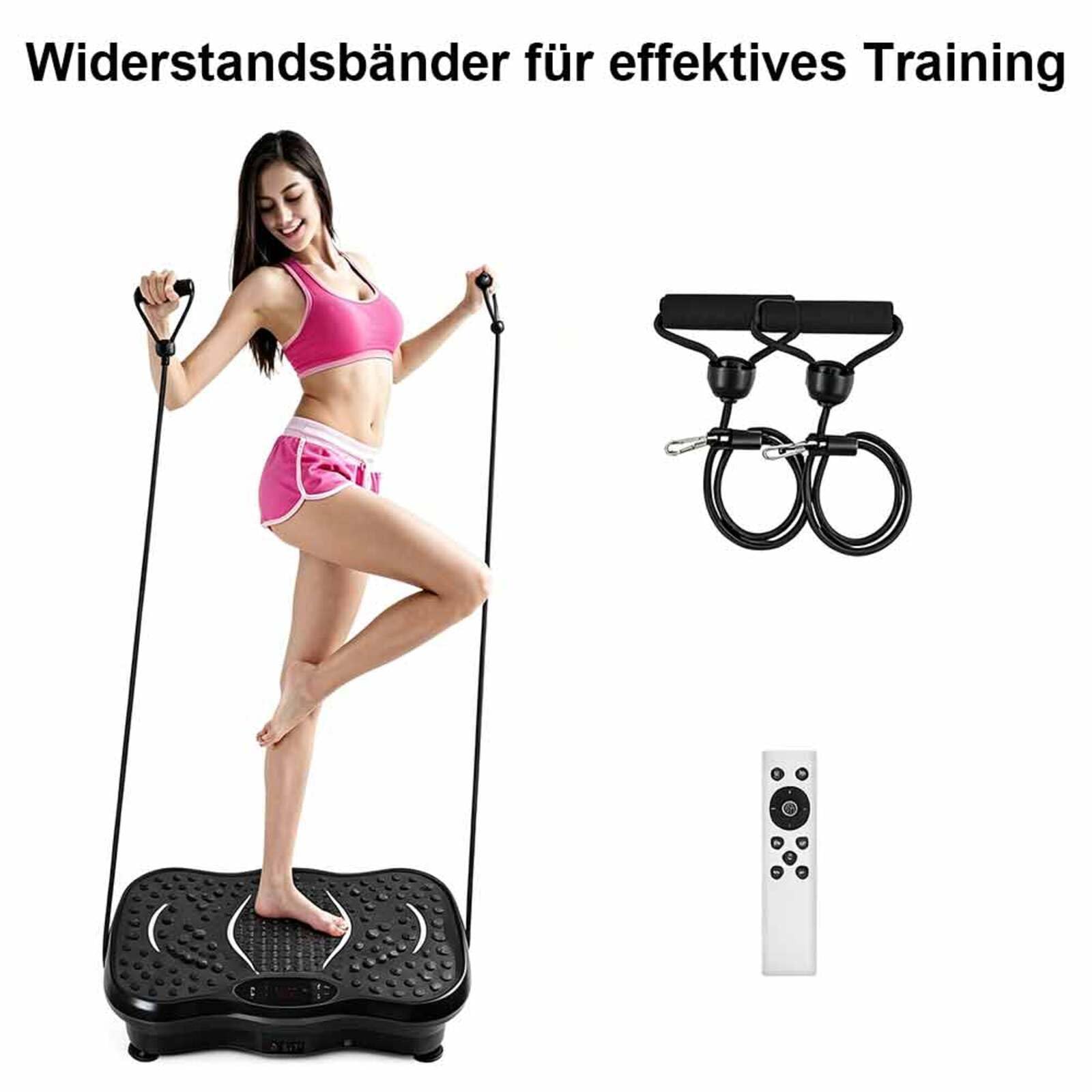 Vibrationsplatte,Fitnessgerät für Zuhause mit 120 Geschwindigkeitsstufen, Vibrationsboard mit Widerstandsbändern und LCD-Display für Ganzkörpertraining und Massage