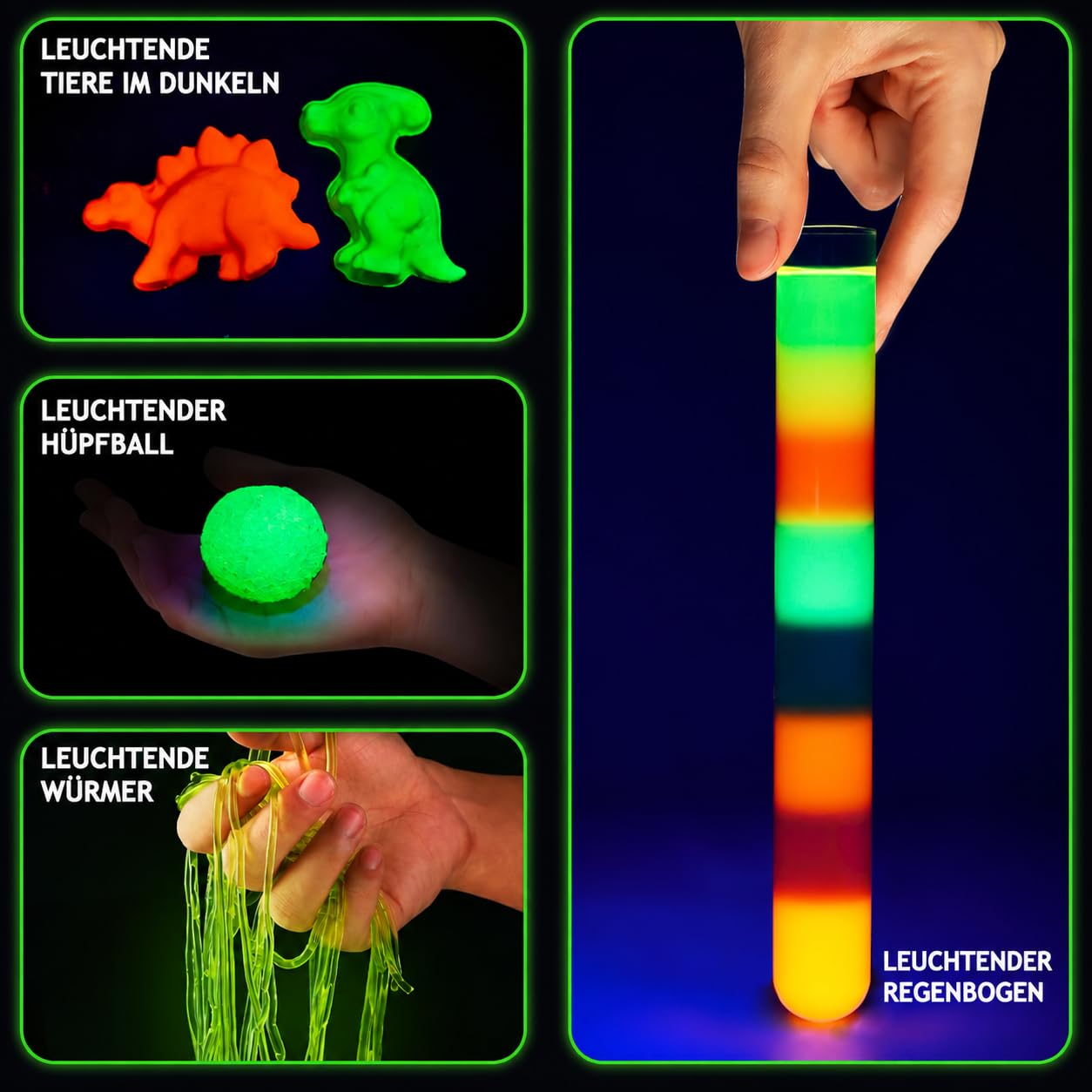 75+ Experimente für Kinder, Glühen im Dunkeln Experimentierkasten mit leuchtenden Reagenzglas, leuchtende Wellen, Bouncy Balls, Weihnachten Geburtstag Geschenk für Mädchen und Jungen