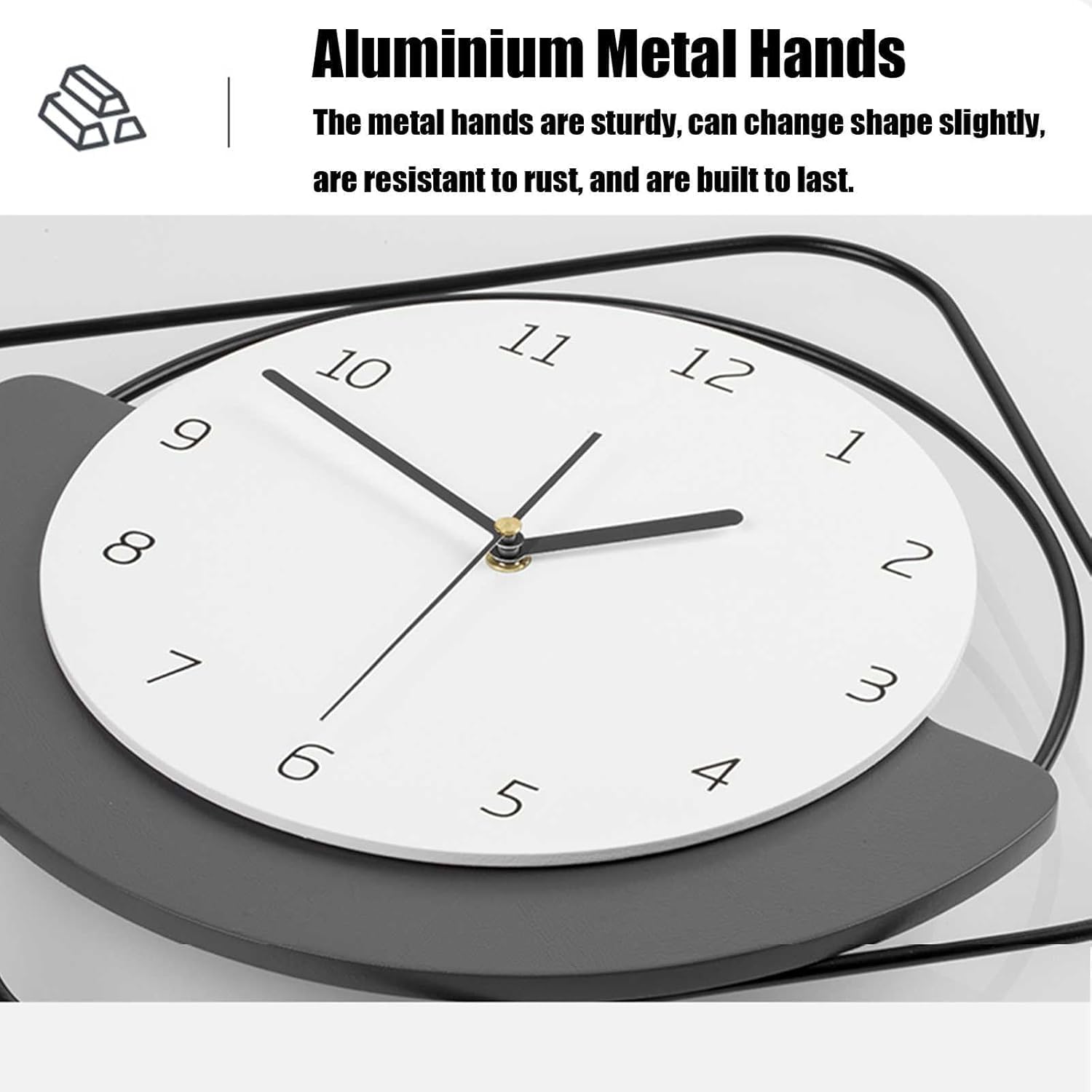 Reloj De Pared, Reloj De Pared Decorativo Y Creativo con Marco De Metal Y Esfera De MDF, Funciona con Pilas, Silencioso, Adecuado para La Decoración De La Pared De La Sala De Estar.