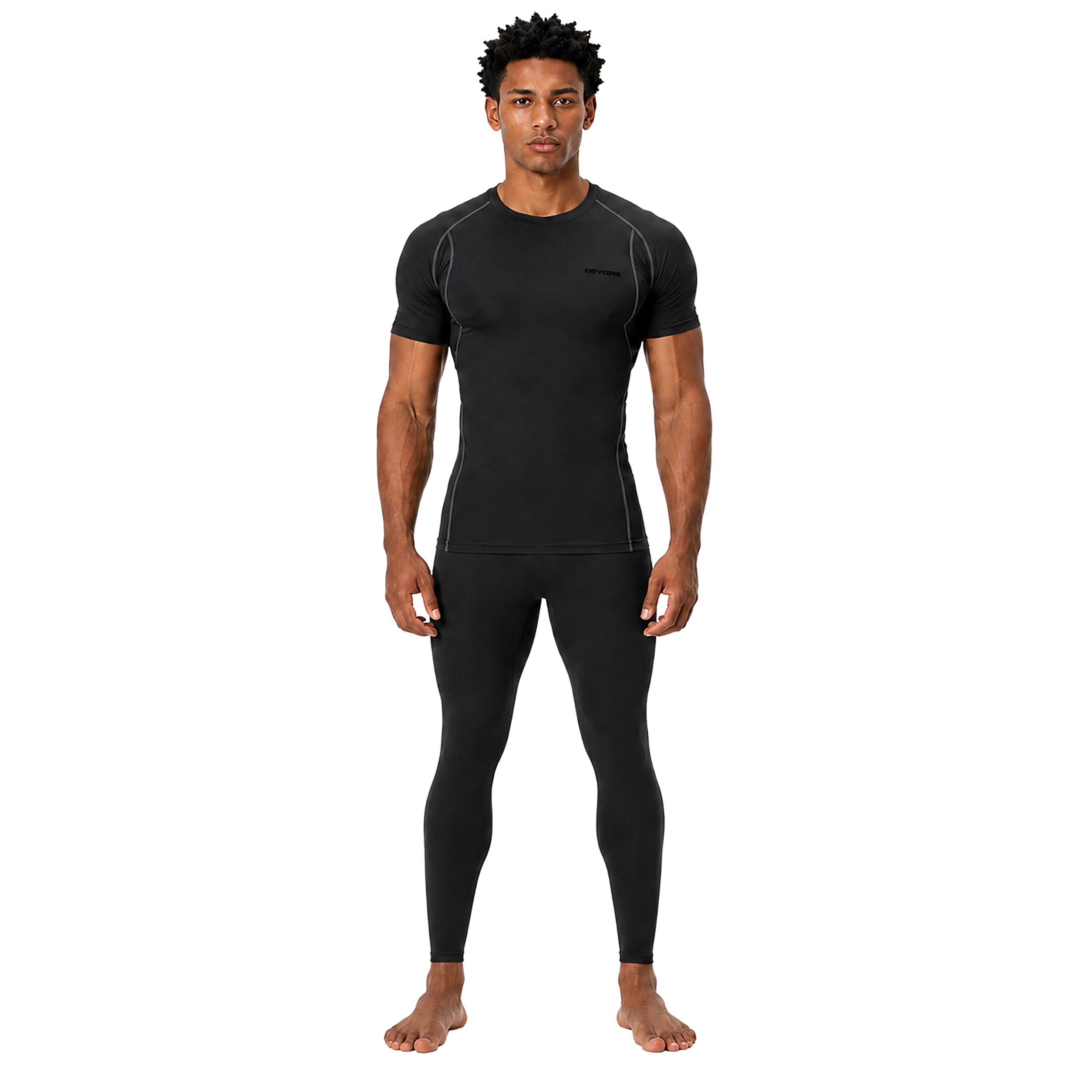 DEVOPS Paquete de 3 camisetas de compresión de manga corta para hombre, camisetas deportivas de capa base, camiseta de entrenamiento atlético