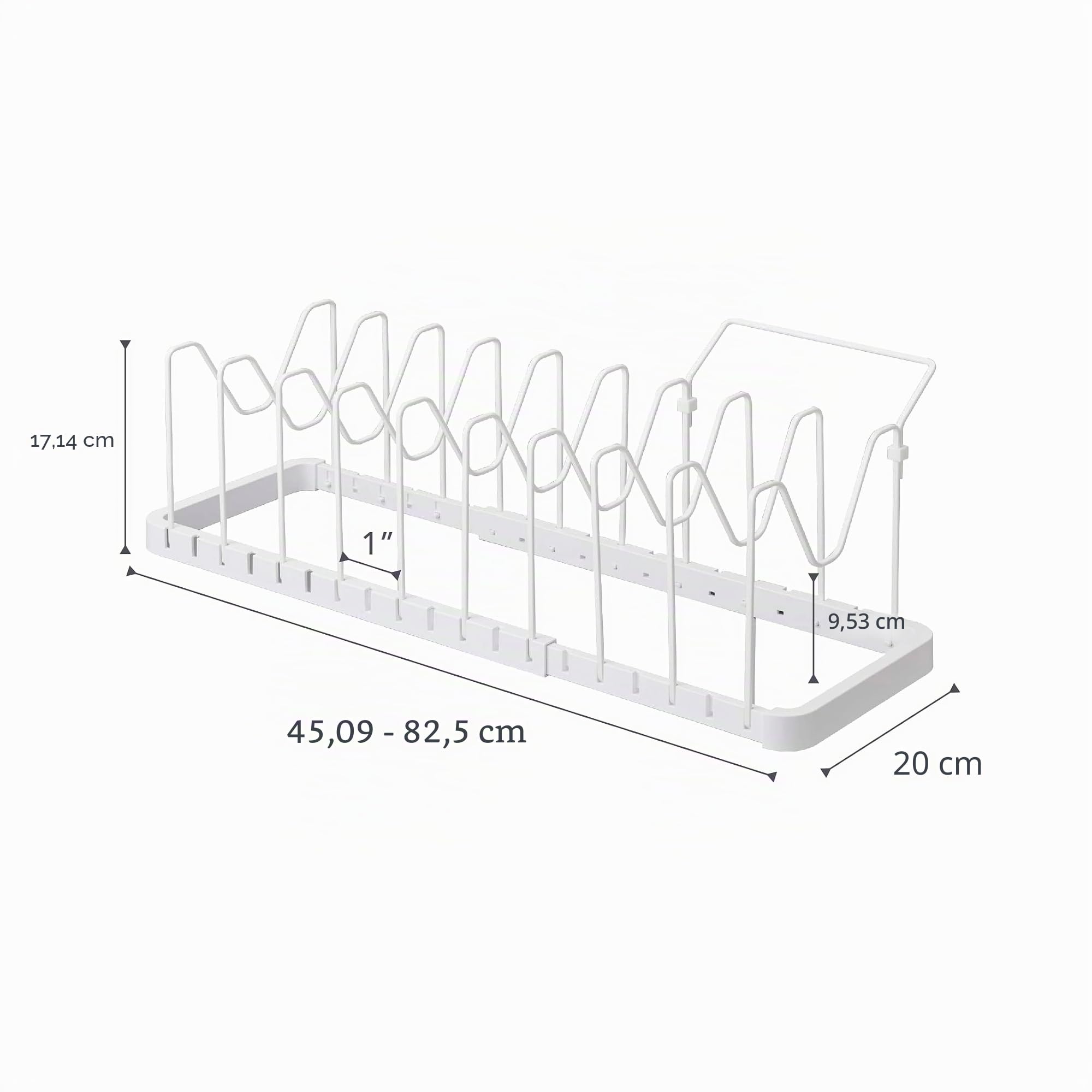 YAMAZAKI 3840 TOWER Extendable Lid & Pan Holder, white, ABS Resin/Steel, 4582 x 20 x 17.5 cm