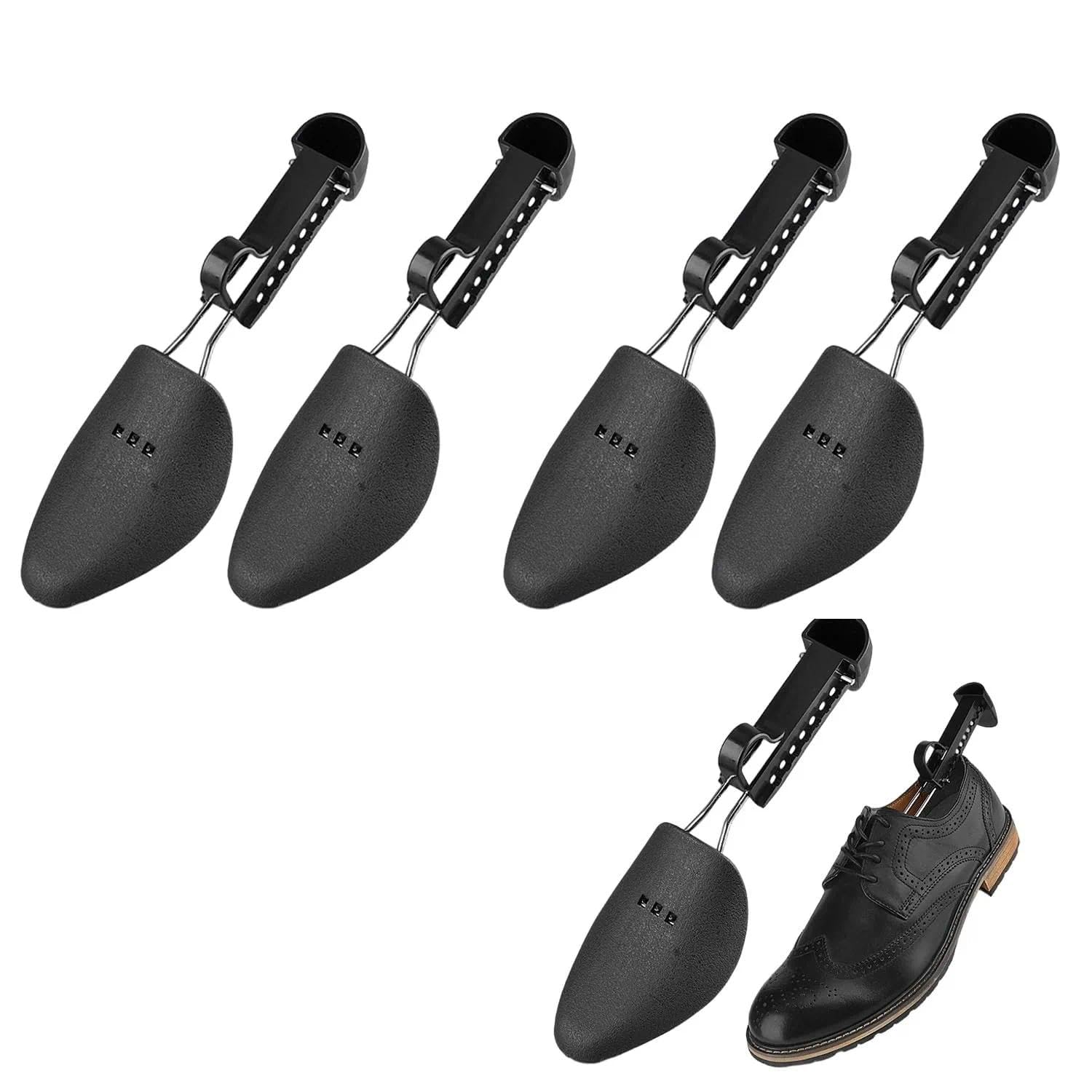 2 Pares de Hormas para Zapatos, Ensanchador de Zapatos Ajustable de 25 cm A 30 cm, Soporte Moldeador de Zapatillas de Deporte de Plástico de Hierro Negro, Soporte para Botas para Hombres y Mujeres