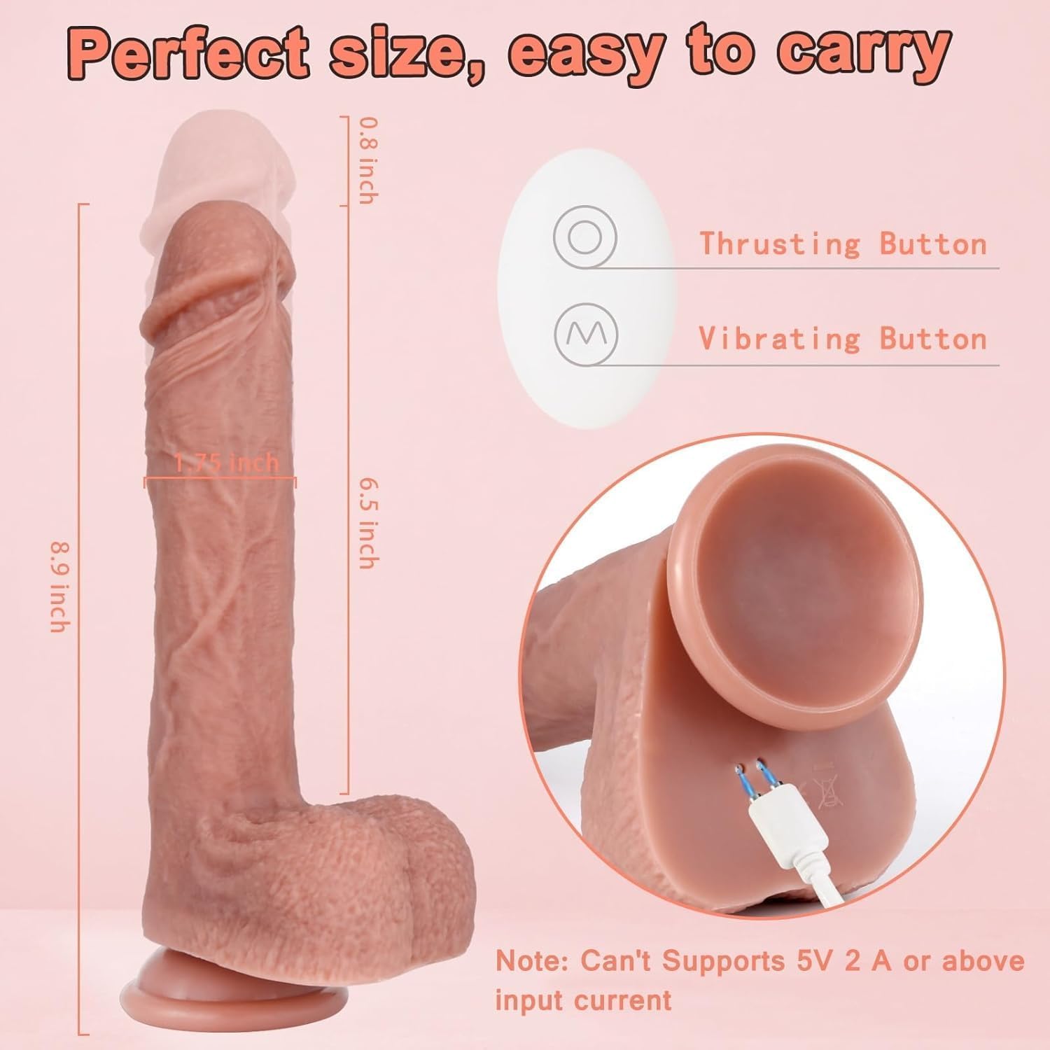 8.9“ Thrusting Dildo Vibrator Sex Toys - Remote Control Realistic Dildos with 9 Vibrating & 3 Thrusting Modes G Spot Dildo with Strong Suction Cup Adult Toys for Stimulation for Women Couples: Flesh