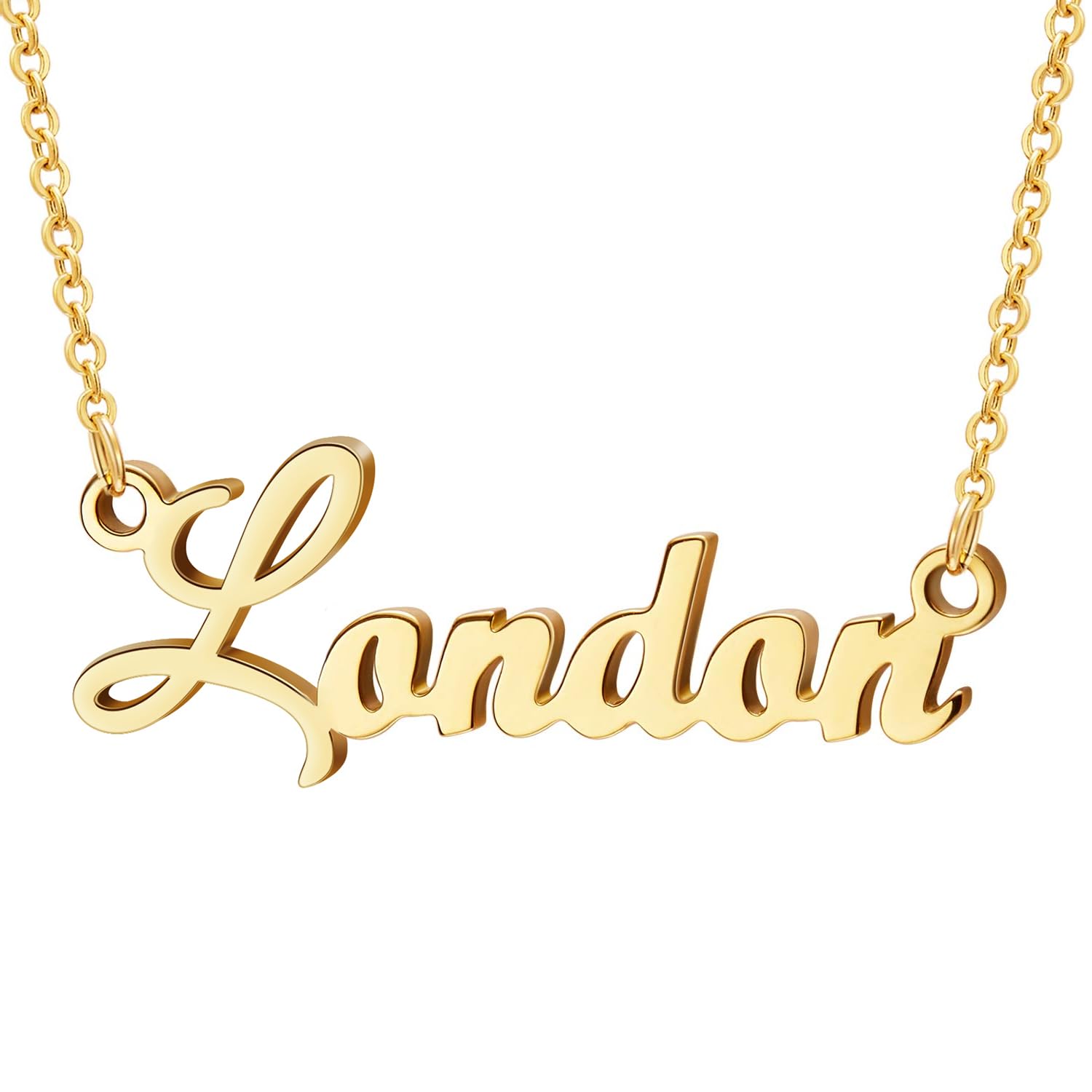 Ldurian Custom Name Necklace, Personalized Name Plate Pendant Necklace Pre Gifts, Charm Pre-made Jewelry for Mom Mama Birthday Anniversary