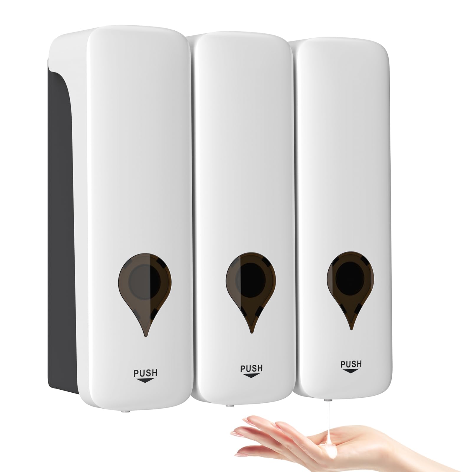Shampoo and Conditioner Dispenser, 3 Chamber 3x300ml, Wall Mount, No Drill