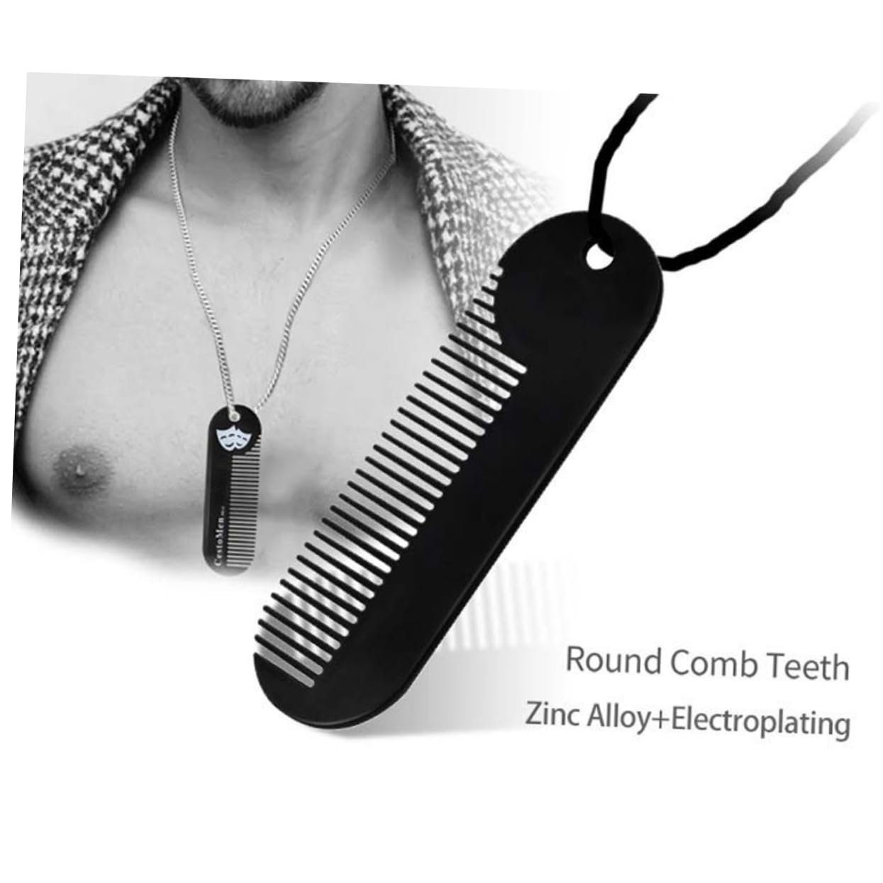 Didiseaon Zinc Alloy Beard Comb Portable Sturdy Hair Styling Tool for Men for Grooming Beard and Hair Compact Design for Go Use Durable and Rustproof Black