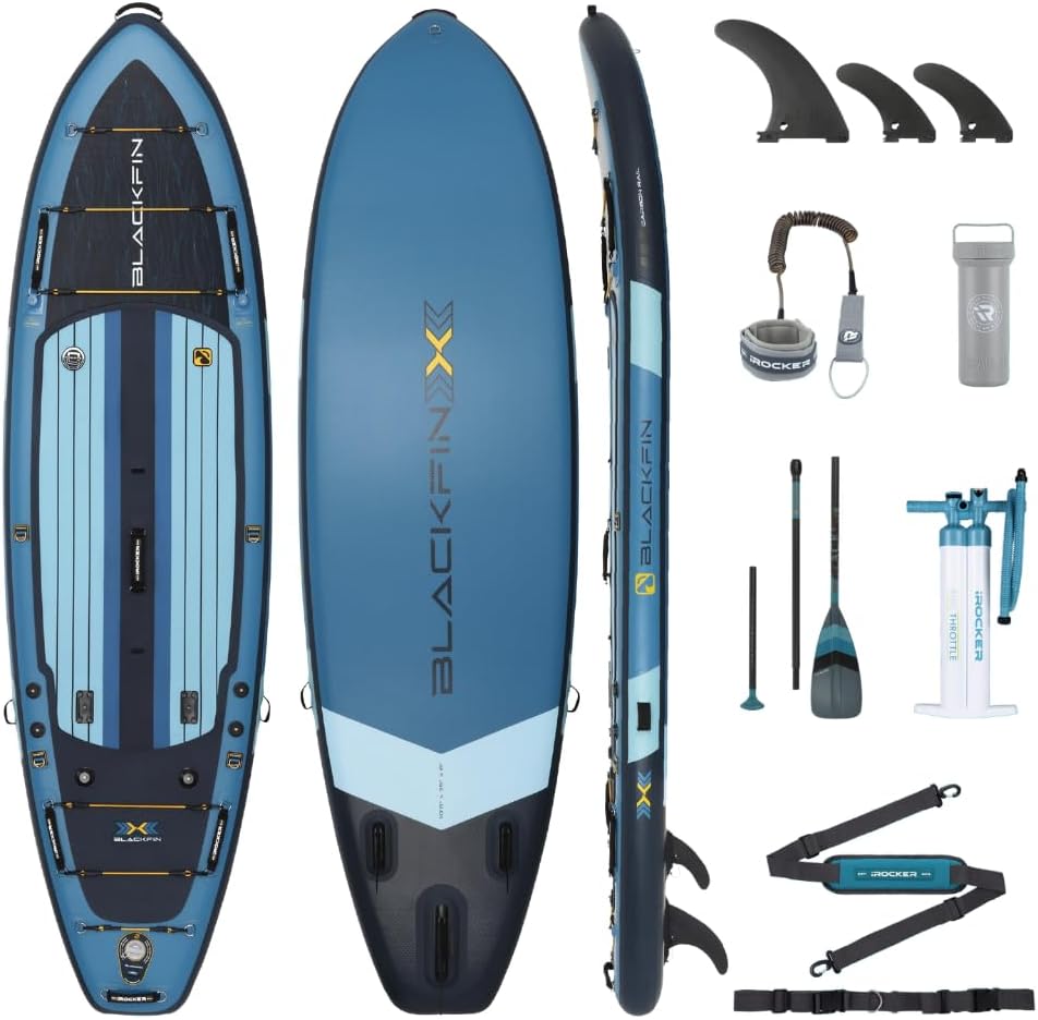 iROCKER Blackfin Model X 7.0 Inflatable Stand Up Paddle Board Premium SUP and Accessories Made for All Skill Levels, Enhanced Stability