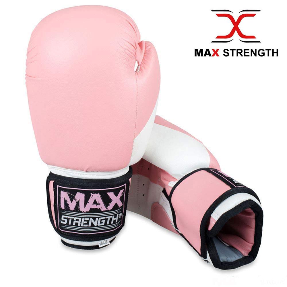 MAXSTRENGTH Rękawice bokserskie uderzające zestaw tarcza hak i dżab dziurkowanie cel trening kickshield dziurkowanie torby klocki MMA (różowy/biały, 237 ml)