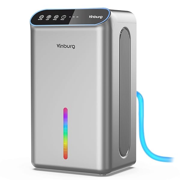 Dehumidifiers for Home (85 OZ Water Tank, 800 sq.ft) Quiet Small Dehumidifier for Basement Bedroom Bathroom with Drain Hose, 3 Gear Timer, Sleep Mode, Auto Shut Off, 7 Color Ambient Light