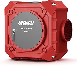 Commercial Air Scrubber, Stackable Negative Air Machine with 3-Stage Filtration, HEPA/Carbon Filters/MERV-10, Heavy Duty Air Purifier for Industrial and Home, Red