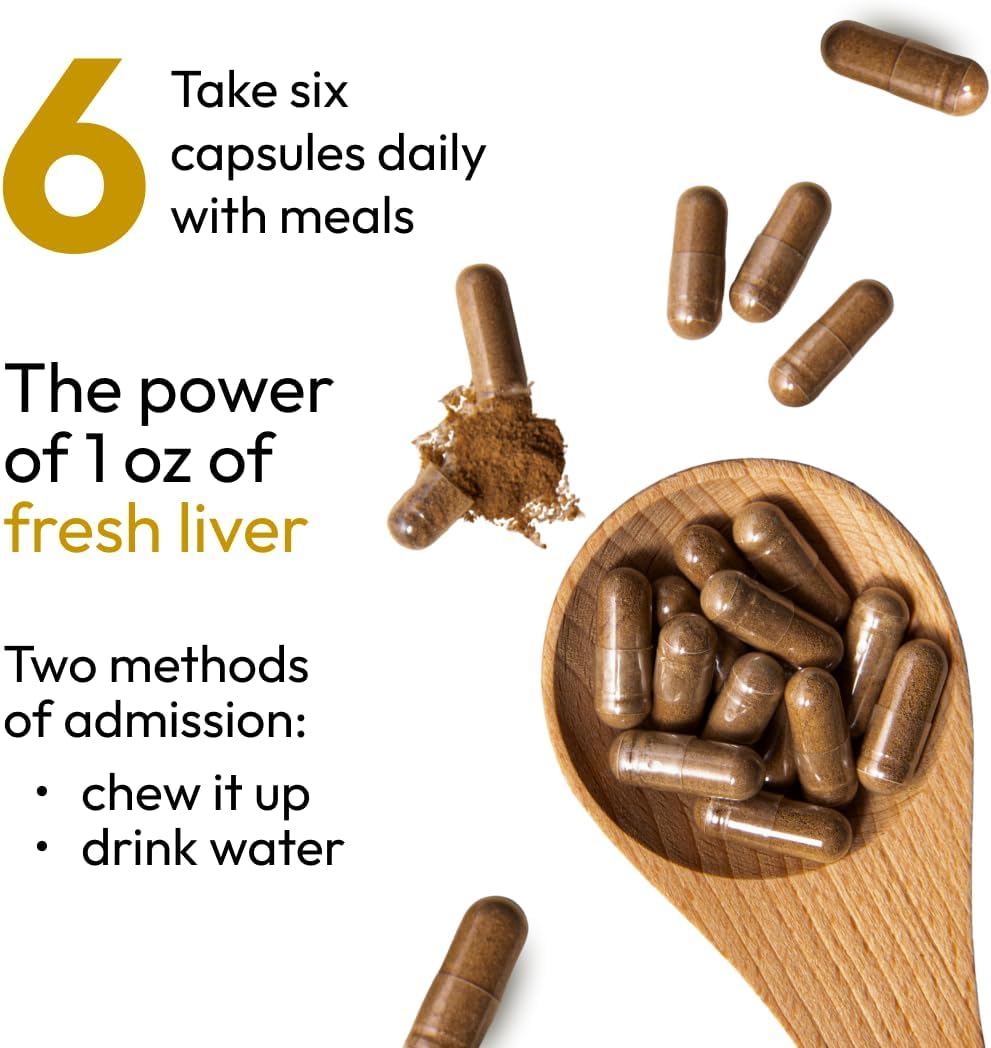 HAZEL'S Choice Grassfed Beef Liver Supplement 4500mg, 180 Capsules, Unflavored, Organ Support Supplement & Nutrient-Rich, 30 Servings