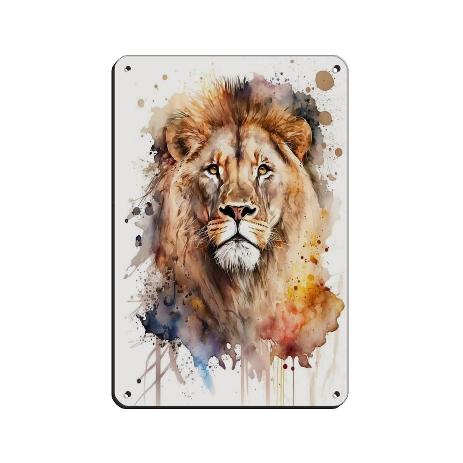 Watercolor Lion, Art Poster Retro Poster Metal Tin Sign Chic Art Retro Iron Painting Bar People Cave Cafe Family Garage Poster Wall Decoration 8x12inch(20x30cm)