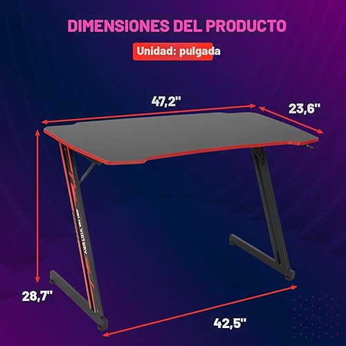 Miniatura 3 de PayLessHere Escritorio moderno de computadora en forma de Z de 47 pulgadas para oficina en casa con gancho para auriculares, mesa de trabajo