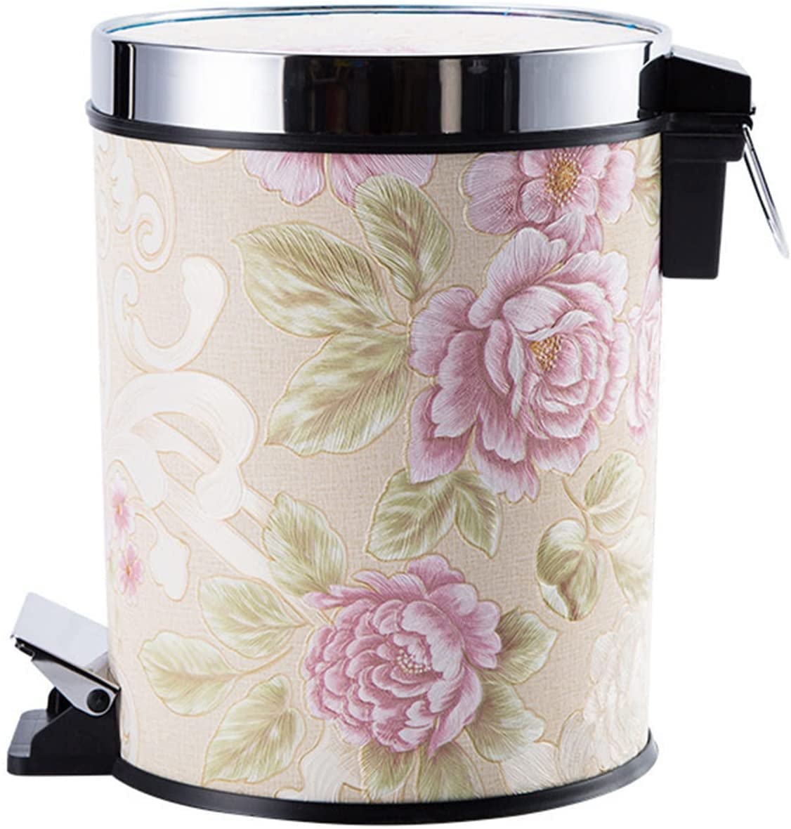 OSCCAR Trash Can Decorative Waste Basket Retro Waste Bins with Pedal and Lid Round Step Trash Can Large