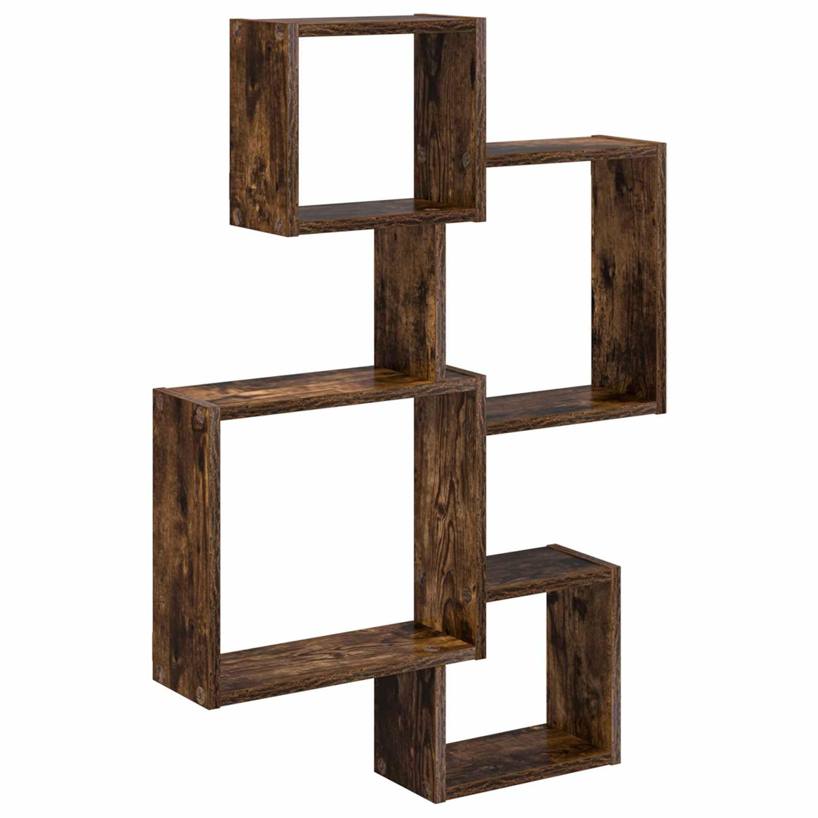 Wandwürfelregale Wandhalterung Braun aus Holzwerkstoff 64 x 13,5 x 91,5 cm platzsparend für Wohnzimmer Schlafzimmer Büro mit Stauraum und moderner Aufbewahrung