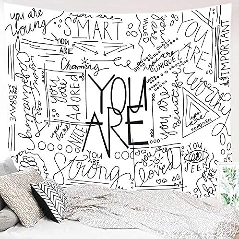 Miytal Quote Wall Tapestry, Inspirational Wall Art Positive Saying Wall Hanging White Tapestry for Teen Girl Bedroom Dorm - 51.2x59.1 Inches Cover