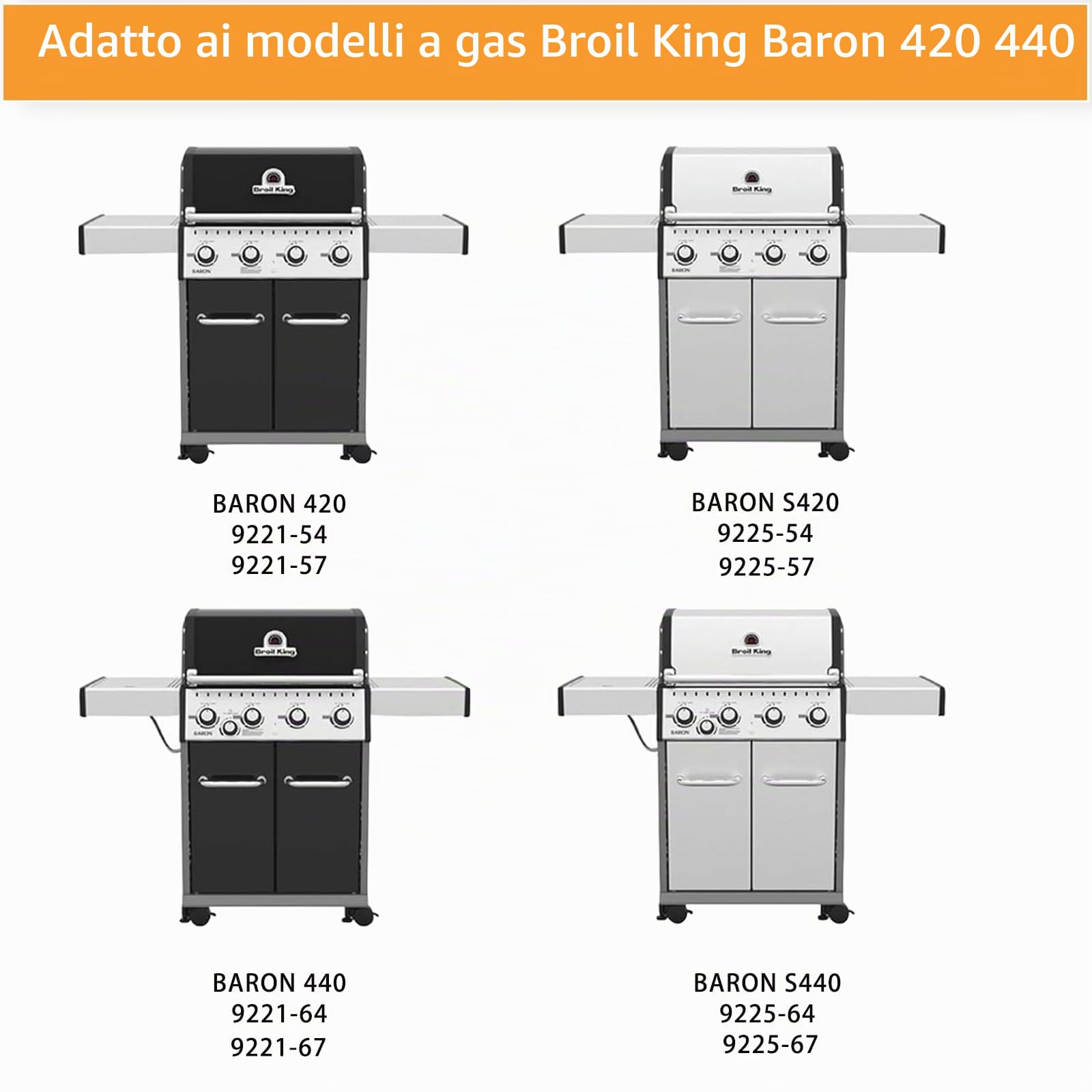 Parti di Ricambio per griglia Broil King 9221-54 9221-64 9235-27 9635-87 Baron 320 Baron 340 Baron 420 Baron 440 Baron 490 Baron 540 Baron 590 Baron 590-S, Piastre di Calore e Tubi bruciatori