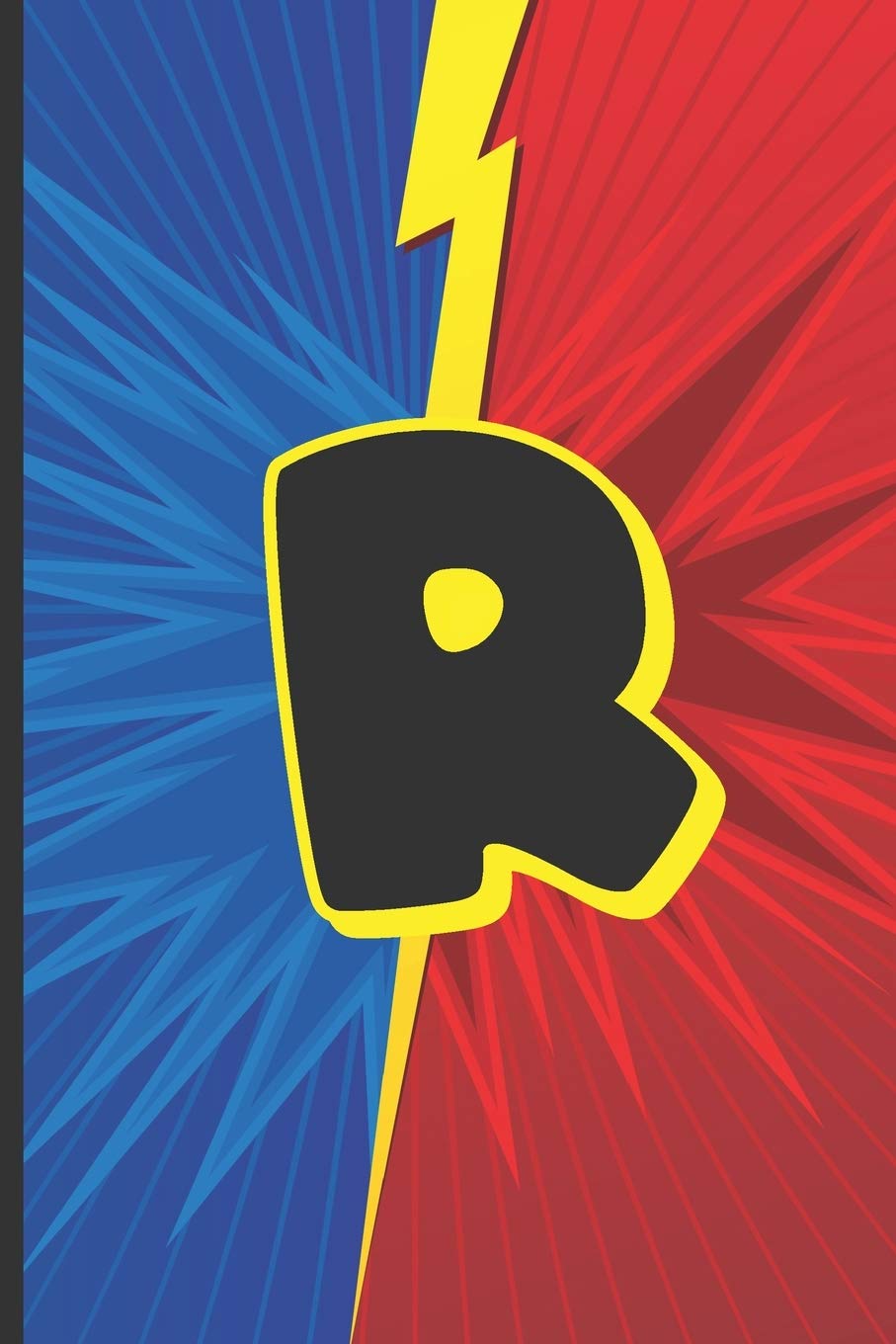 R: Superhero Monogram Initial Notebook for boys Letter R | 6" x 9" - 120 pages, Wide Ruled| Superhero, Comic, Gaming, Battle Scene