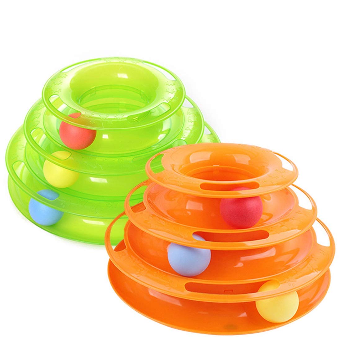 Chenzinan Tres Capas de la Placa giratoria Torre Pista de Juguete con Bolas Divertido Gato Juguetes interactivos for Mascotas Juego Puzzle (Color : 2 Colors)