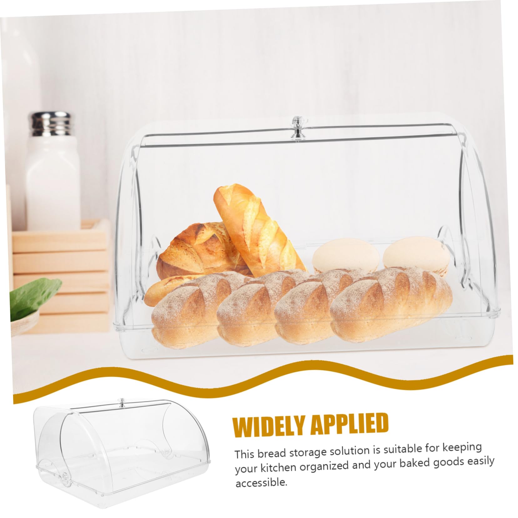 Caja para Pan de Plástico con Tapa Enrollable Transparente Contenedor para Almacenar Pan y Productos de Panadería Preserva y Organiza Bollería Encimera