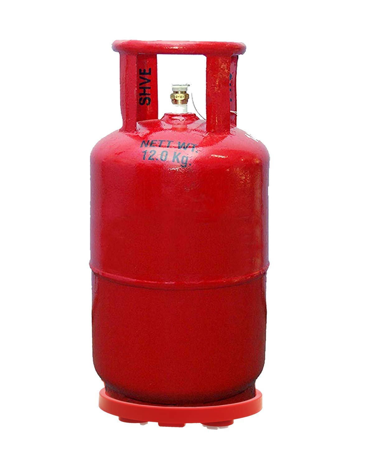 Heart Home Plastic 2 Pieces Cylinder Trolley with Wheels/Gas Trolly/LPG Cylinder Stand (Red) - CTHH014383 3