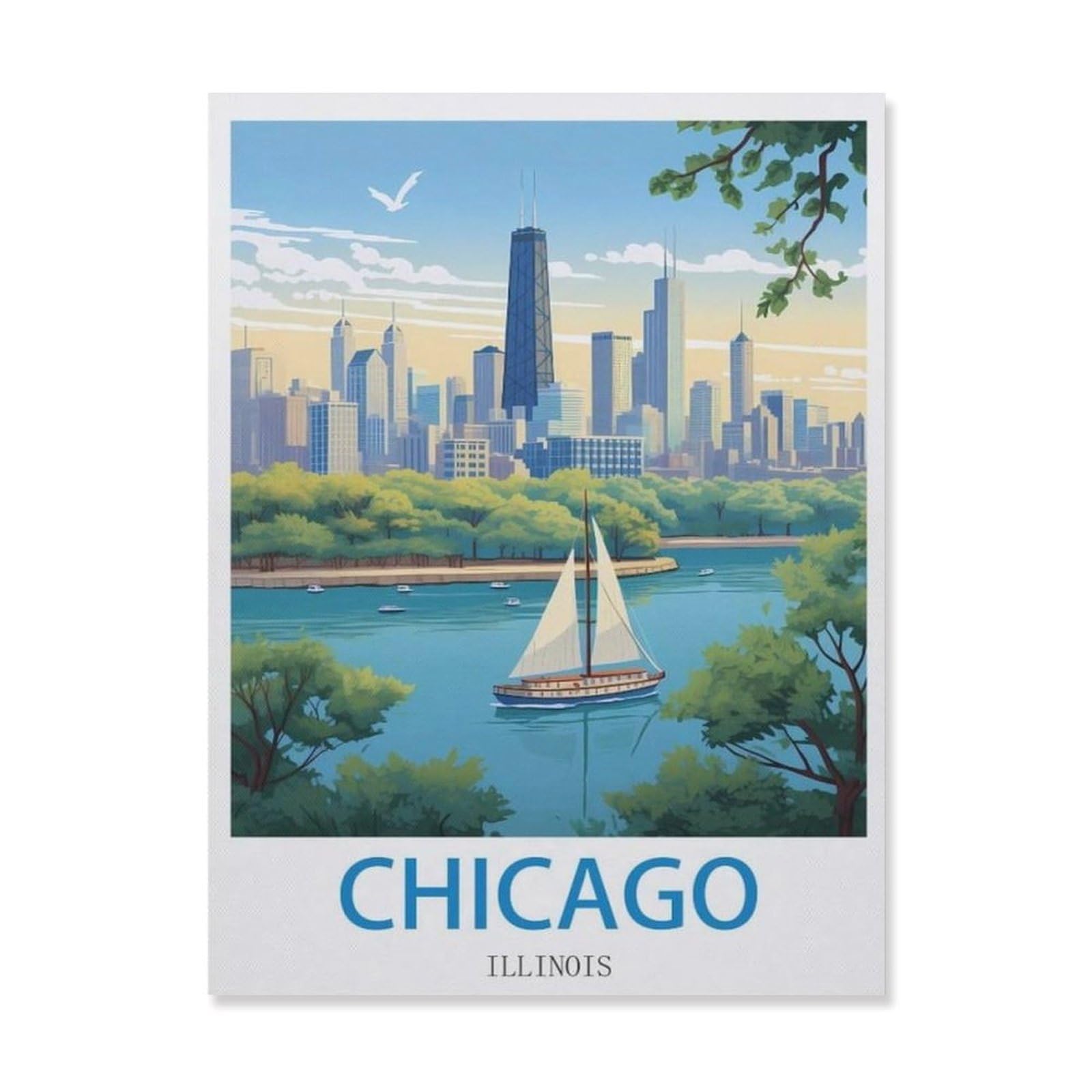 Funny Metal Tin Signs，Chicago Illinois(20x30cm）