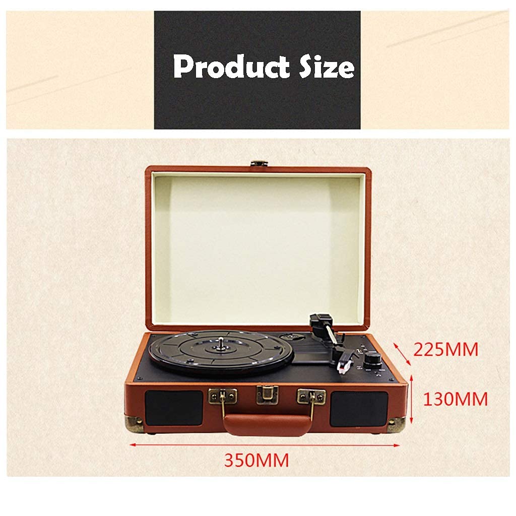 Tocadiscos para tocadiscos de vinilo, fonógrafo portátil inalámbrico con altavoces integrados, diseño de maleta, tocadiscos USB de 3 velocidades accionado por correa