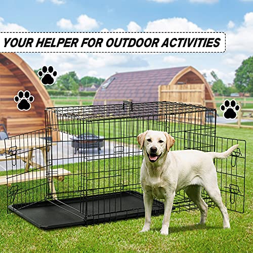 HCY, Dog Crate, Dog Kennel 48 Inch Double Door Metal Crate Foldable Puppy Supplies Cage with Divider Panel, Handle… - Image 6