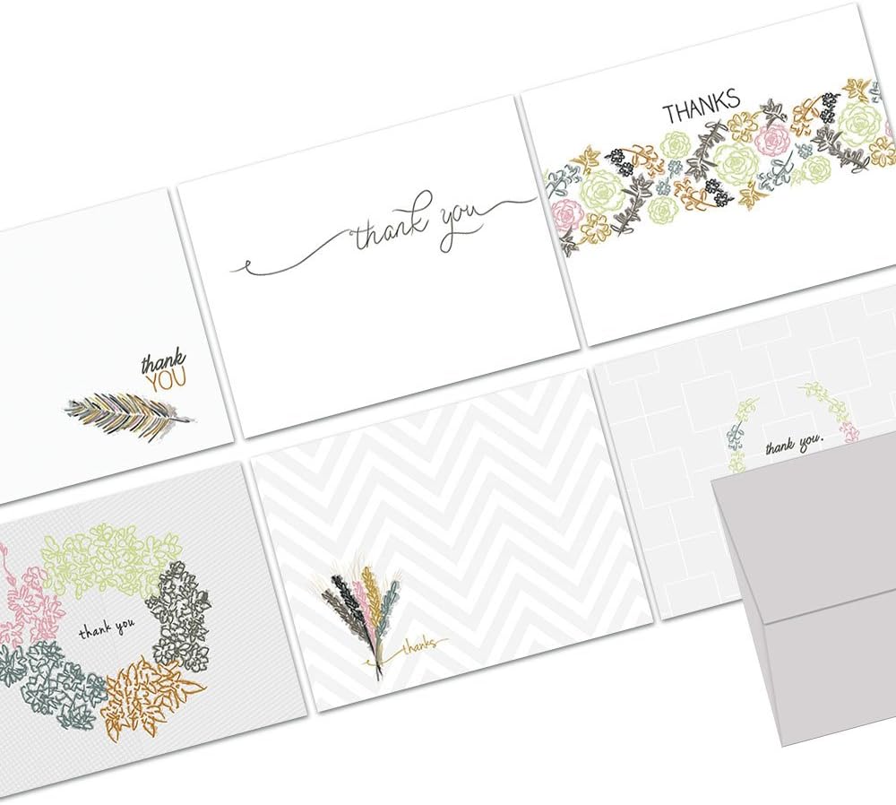 Note Card Cafe Thank You Cards with Gray Envelopes 144 Pack