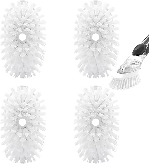 Brush Refills for OXO Dish Brush - 4 Pack Dish Brush Cleaning Soap Dispensing Head Replacement for Scrubber (White)