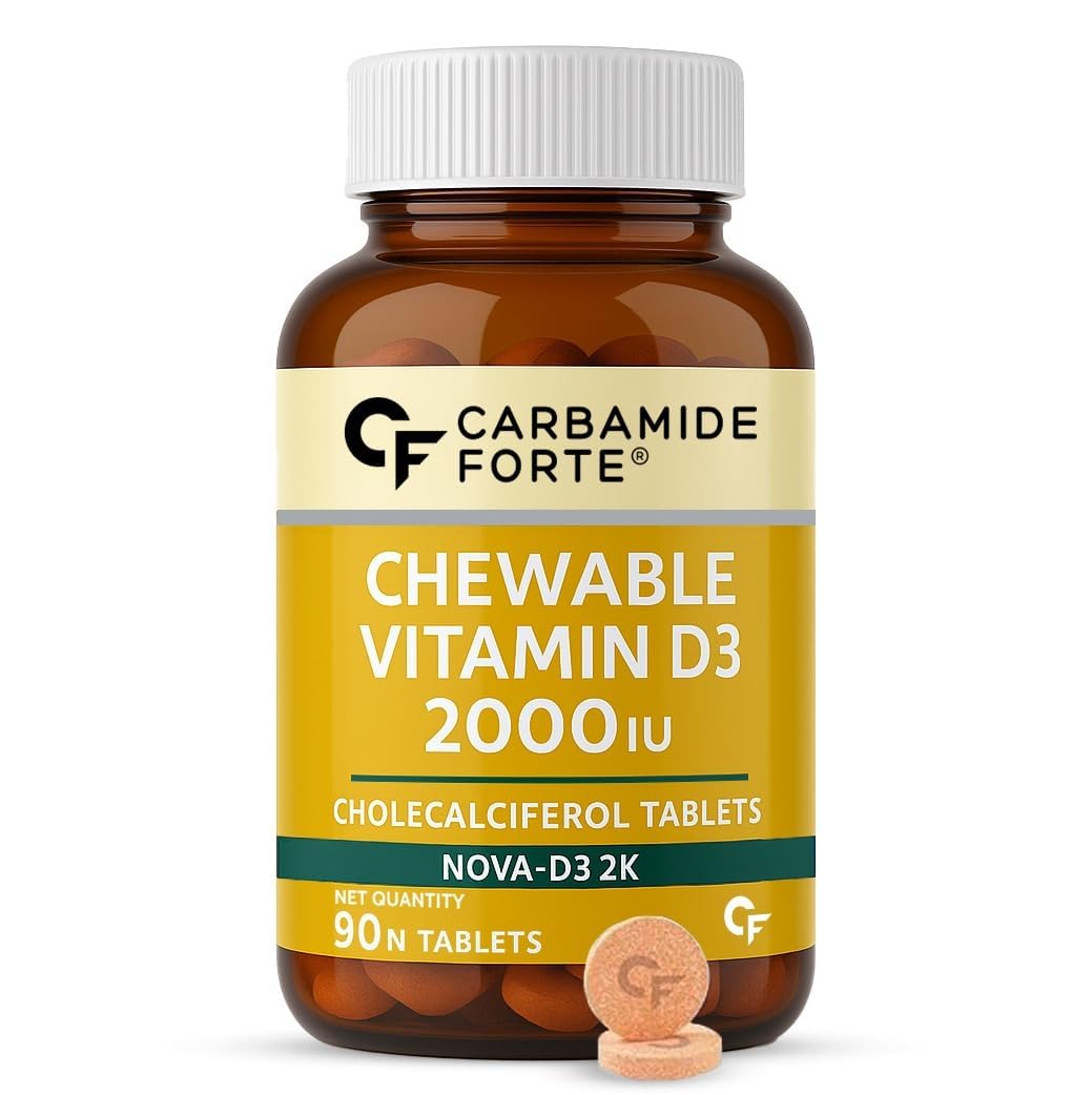 Carbamide Forte Vitamin D3 2000IU | Vitamin D Tablets for Bone & Immune Health | D3 supplement -Cholecalciferol | Vitamin D3 Tablets for Women & Men | Raspberry Flavour - 90 Tablets