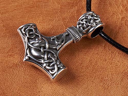 925 Sterling Silver Viking Thors Hammer Necklace Pendant For Men Dragon Pendant Jewelry - Thor Necklace - Thor Gifts for Men - Viking Necklace for Men4
