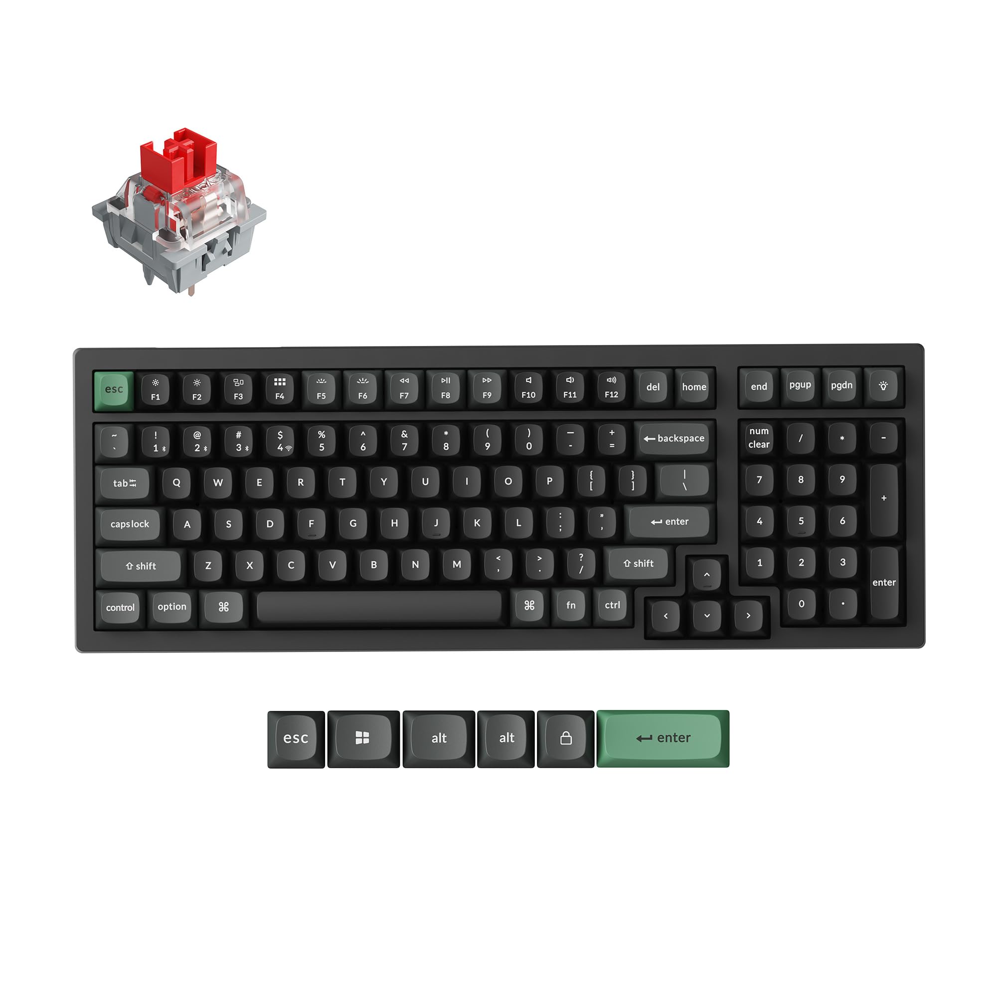 Keychron K4 Ultra Wireless Custom Mechanical Keyboard, 8000 Hz Polling Rate | 96% Layout Hot-Swappable Gaming Keyboard, 2.4 GHz/Bluetooth/Wired, 600h Battery, PBT Keycaps, Mac/Windows/Linux-Red Switch
