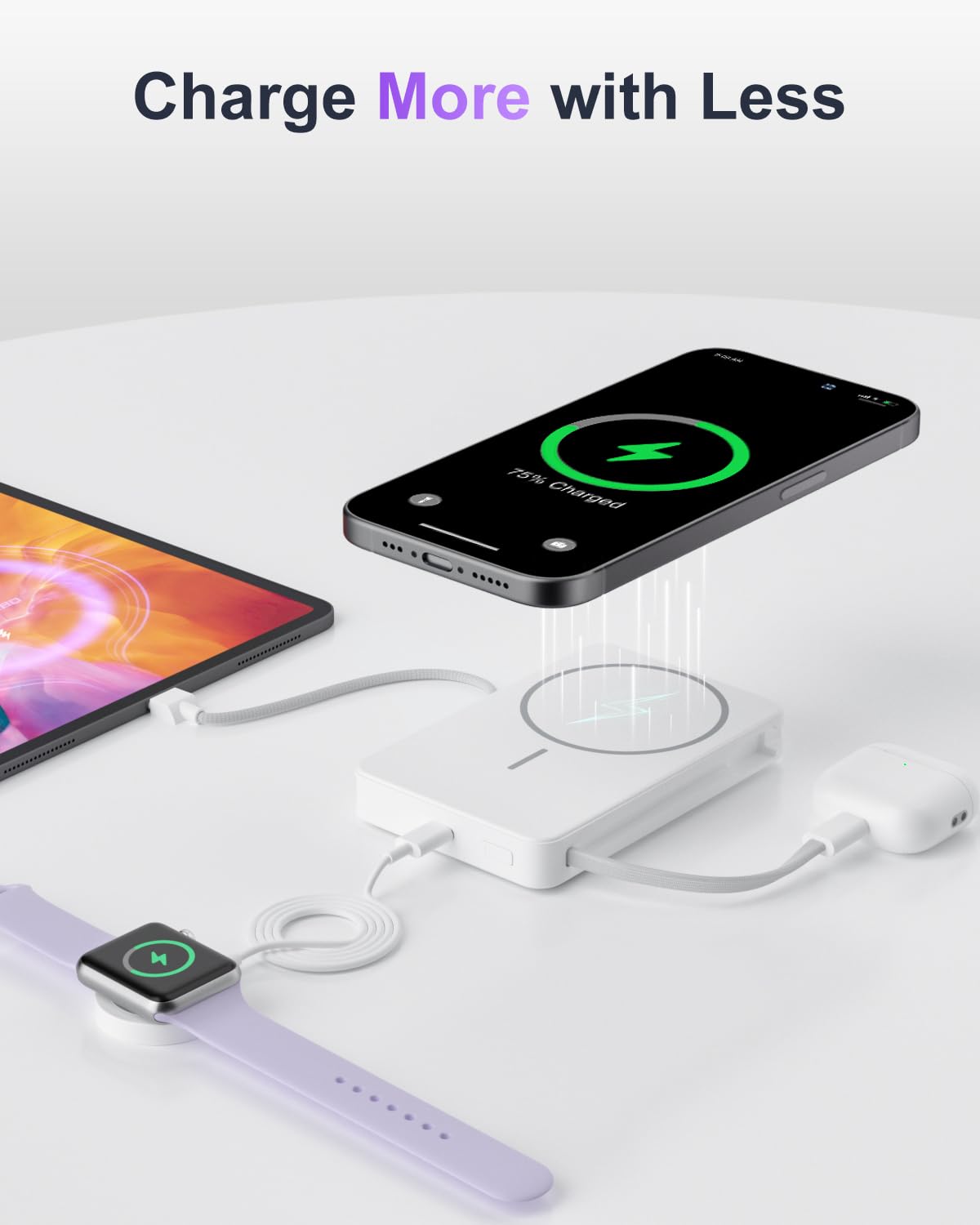 Power Bank per Mag-Safe, 10.000 mAh, stazione di ricarica wireless portatile con ricarica rapida magnetica da 15 W, cavo USB-C/Lightning, ingresso 20 W, uscita per iPhone Air/17/16/15/14/13/12 serie