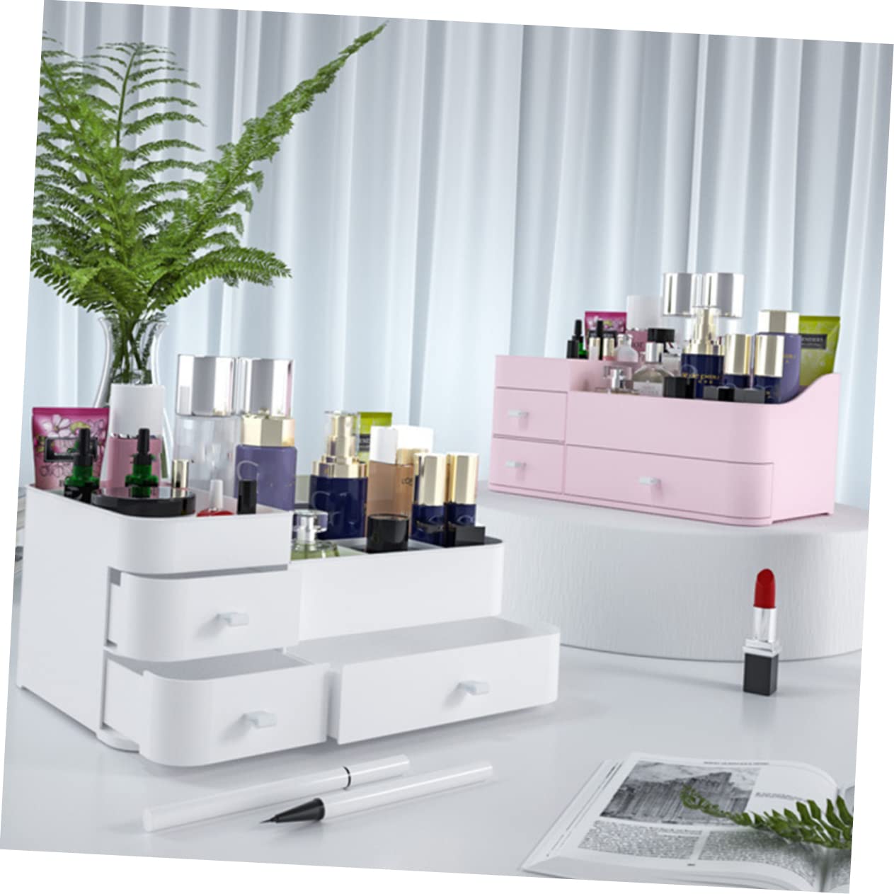 Alipis 1 Boîte Pinceaux Maquillages Rangement Plastique Boite De Rangement Plastique Boite Rangement Plastique Porte-Maquillage Stand De Maquillage Cosmétique Blanche