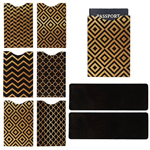 Gorilla Secure - RFID Credit Card Blocking Sleeve and Passport Protector Set – 6 Money Protective Sleeves, 1 Passport Shield & 2 Card Protectors for Wallets, Credit Cards & Passport