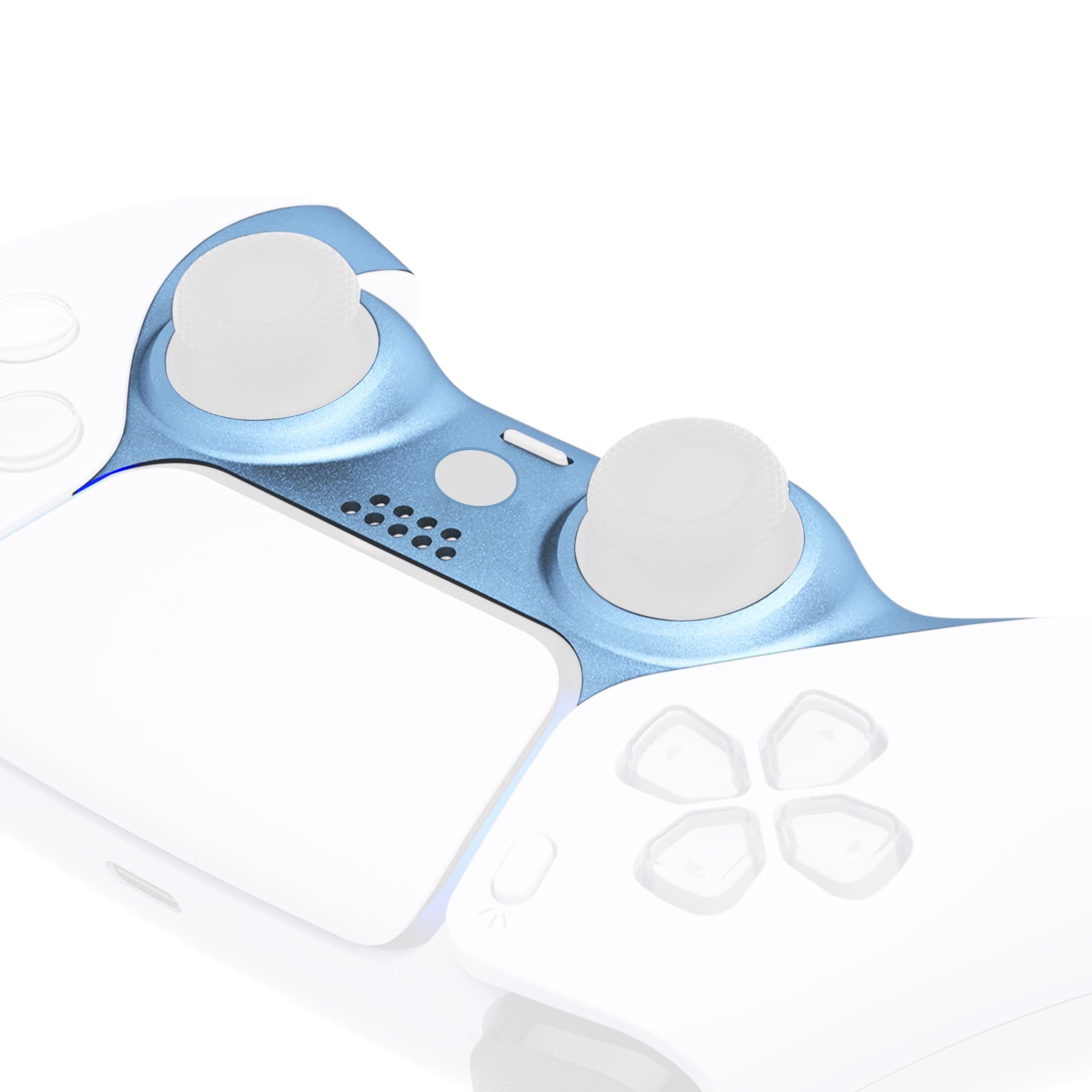 eXtremeRate Replacement Decorative Trim Shell Compatible with p s 5 Controller DIY Clip Shell, Custom Plates Cover with Accent Rings - Metallic Titanium Blue