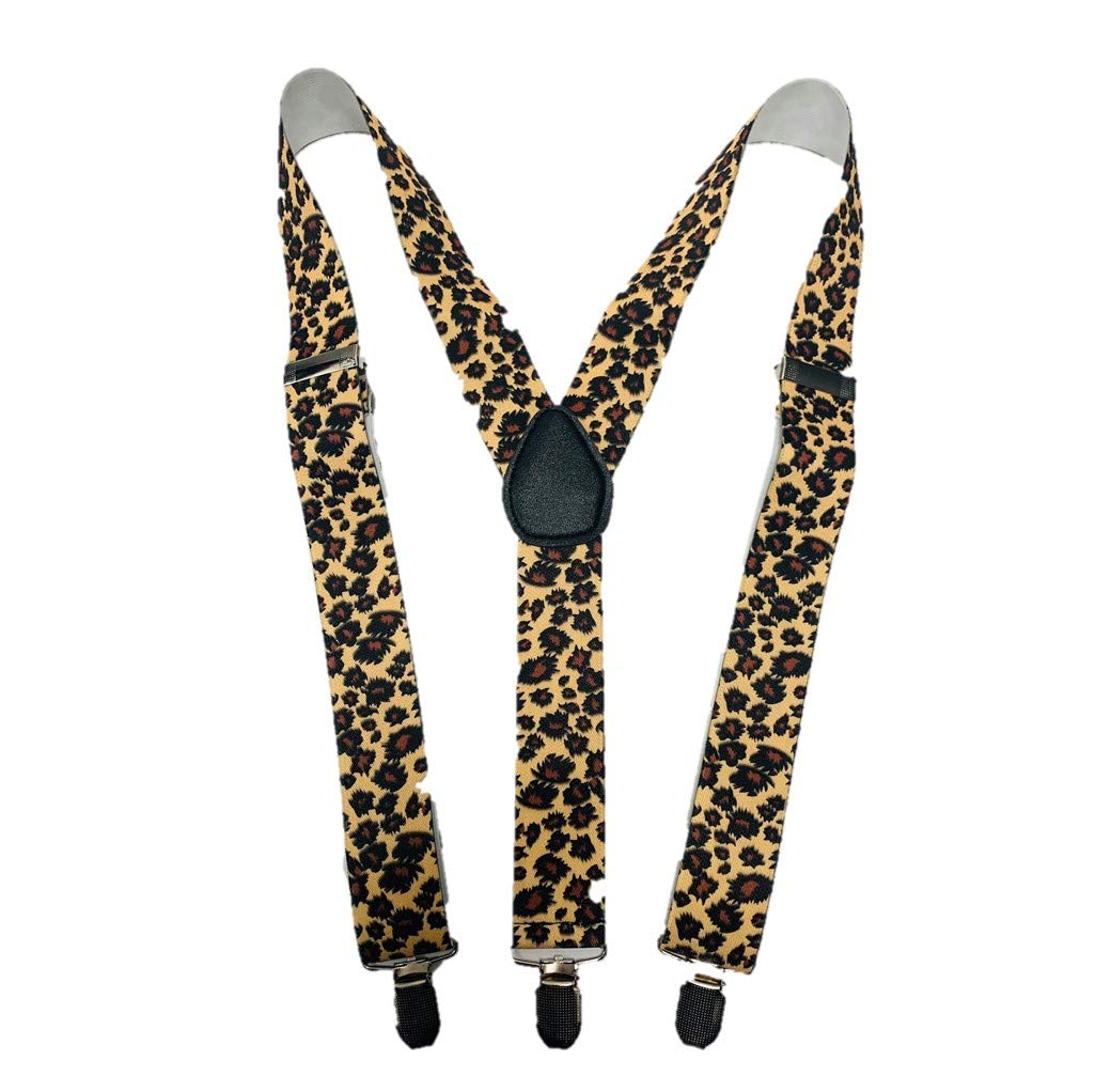 Stylex Party Suspenders Men Braces Wide Pattern Funky Design Birthday Gift 14 Designs (Leopard)