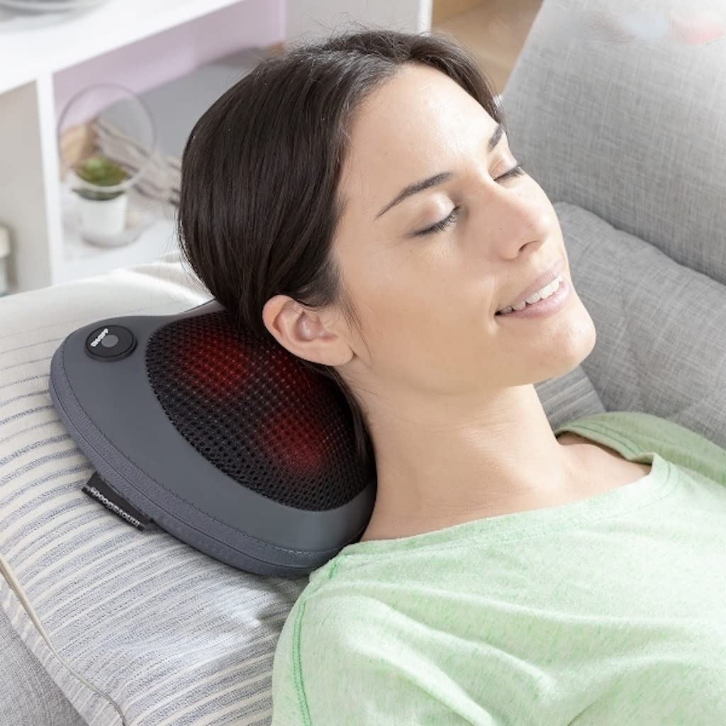 AILEDA Cojín de Masaje Shiatsu con 4 Rollos 3D Masajeador, Shiatsu Masajeador Espalda y Cervicales, los Mejores Regalos para papá/mamá Relajar y Aliviar Dolores Musculares