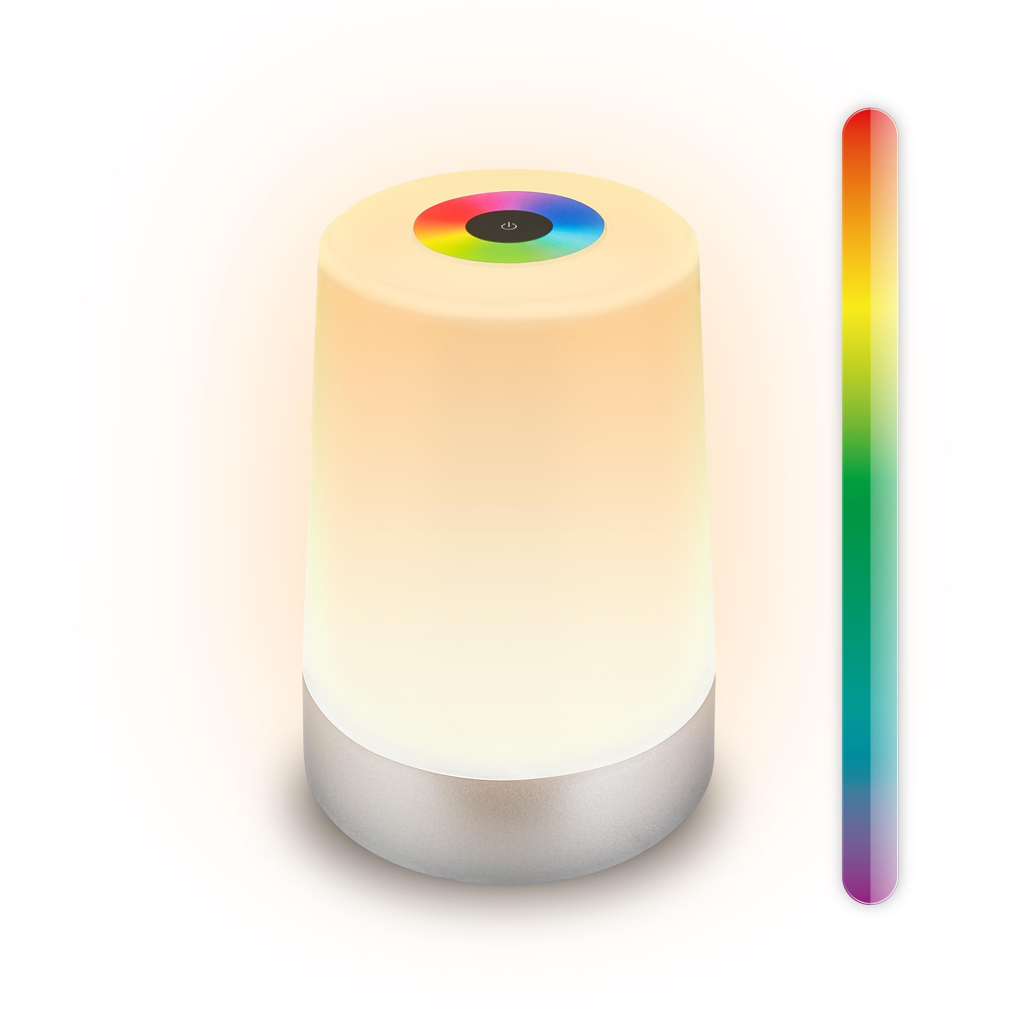 BRILONER - Lampada da tavolo a LED RGBW senza fili IP44 con touch, dimmerabile, batteria sostituibile, lampada da comodino, a batteria, lampada da esterno, 9x13 cm, cromo opaco