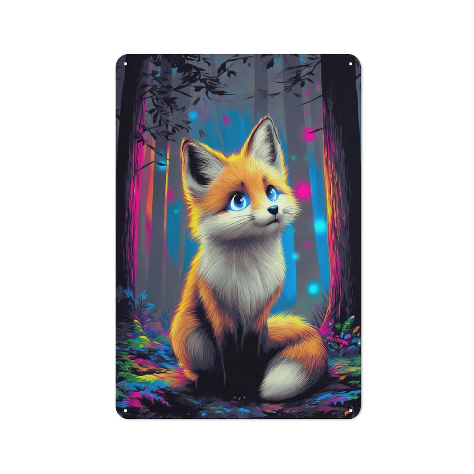 Nostalgic Magical Forest Fox -5 Decorative Tin Plaque 30x20cm, Classic Pub Decor for Diner, Restaurant, Shed Or Kitchen