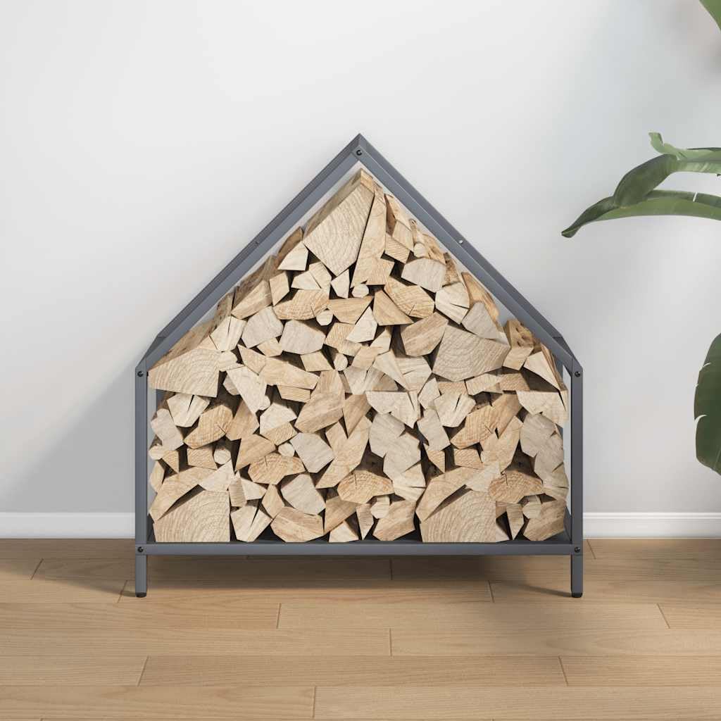 Estantería para leña antracita de acero laminado en frío, 60 x 25 x 60 cm, soporte apilable para leña, con capacidad de carga de 100 kg, para guardar leña, salón, estufa de leña