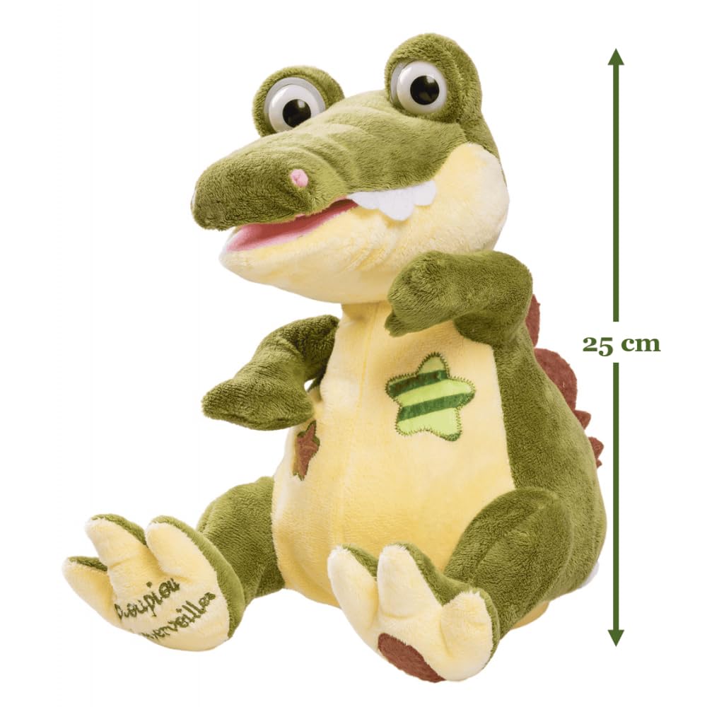 Pioupiou et Merveilles - Paulo Le Croco - Crocodile interractif Qui Chante et Danse - avec Une Pression sur la Pate il démarre à Chanter - Bouton on/Off - Peluche pour Enfant - 16155