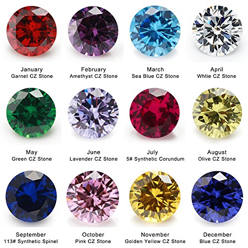 Jiangyuangems 12Pcs 4Mm Birthday Stone 1Pcs Per Colors Round Loose Cubic Zirconia Stones Synthetic Ruby 5# Synthetic Spinel 113# (4Mm) #TOP1