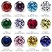 JIANGYUANGEMS 12pcs 7mm Birthday Stone 1pcs Per Colors Round Loose Cubic Zirconia Stones Synthetic Ruby 5# Synthetic Spinel 113#