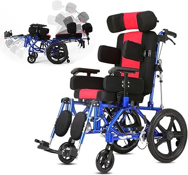 Cerebral Palsy Wheelchair for Children & Adult with Adjustable Headrest/Sitting Position/Armrest Height, Full Lying Aluminum Alloy Folding Wheelchair, for Stroke Hemiplegia Elderly,Child