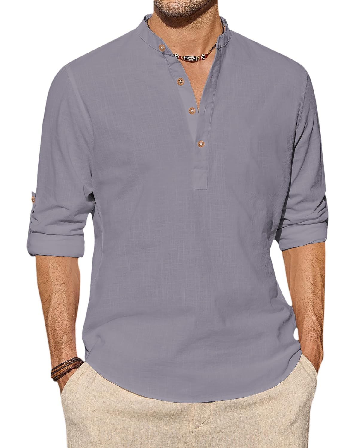 Men Solid Cotton Blend Straight Kurta Shirt-image-49
